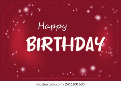 Texto blanco Feliz cumpleaños Tarjeta de deseo vectorial de bienvenida para papá mamá novia del abuelo Estrellas de Confetti Fondo rojo oscuro Fondo brillante plantilla de bokek Efecto de brillo