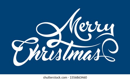 White text Marry Christmas on blue background.