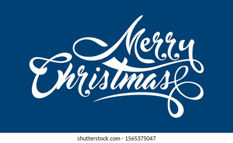 White text Marry Christmas on blue background.