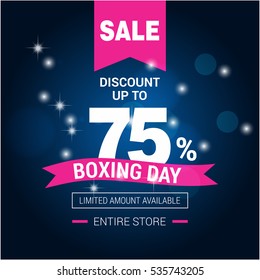 white text over pink background. boxing day lettering for invitation and greeting card, prints and posters. Hand drawn inscription, calligraphic design. Vector illustration