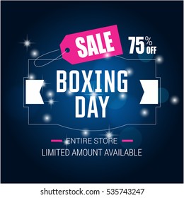 white text over pink background. boxing day lettering for invitation and greeting card, prints and posters. Hand drawn inscription, calligraphic design. Vector illustration