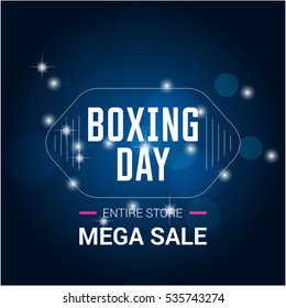 white text over pink background. boxing day lettering for invitation and greeting card, prints and posters. Hand drawn inscription, calligraphic design. Vector illustration