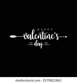 White text says Happy Valentines Day with an arrow. Perfect for Valentines Day social media posts, greeting cards, and marketing materials.