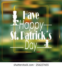 white  text for St. Patrick's Day over blur background