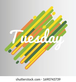 White Text Tuesday on Multicolored Background