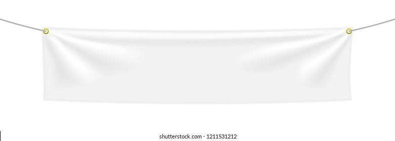 White textile banner with folds