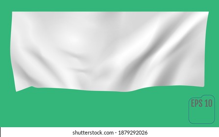 White textile banner with folds template