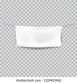 White textile banner  isolated on transparent background. Graphic design element
