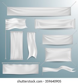 White textile banners   flags