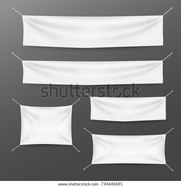 White Textile Banners Folds Template Set Stock Vector (Royalty Free ...