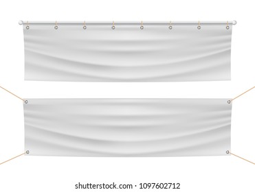 White textile banners. Vector illustration.