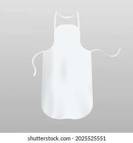 White textile chef apron - realistic mockup of clothing item with blank copy space for branding. Vector illustration of uniform garment mock up template.