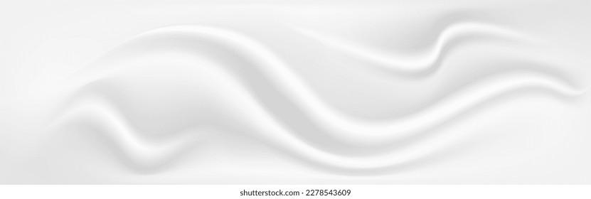 White texture 3D volumetric fabric folds, white waves for web design. Background for wedding card or flyer.