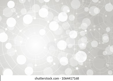 Textura blanca. Puntos y círculos abstractos conectados por líneas y curvas. Concepto de funcionamiento de la red informática. Antecedentes de las células nerviosas del ser humano. El archivo se guarda en la versión EPS de AI10. Esto 