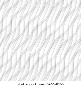 White texture. abstract pattern seamless. wave wavy modern geometric white background. interior design wall 3d  vector illustration