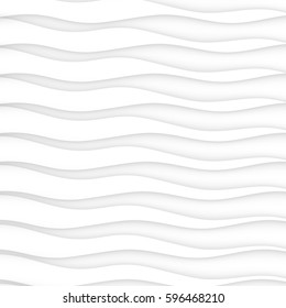 White texture. abstract pattern seamless. wave wavy modern geometric white background. interior design wall 3d  vector illustration