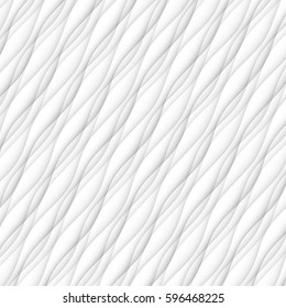 White texture. abstract pattern seamless. wave wavy modern geometric white background. interior design wall 3d  vector illustration