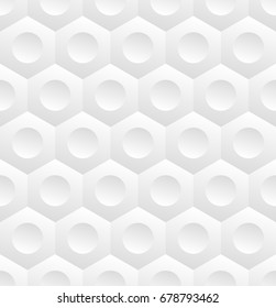 White texture, seamless. Vector hexahedron light tiles.