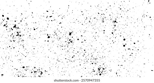 White textured background with gritty halftone effects, black spray paint splashes, ink stains, and retro grunge overlays