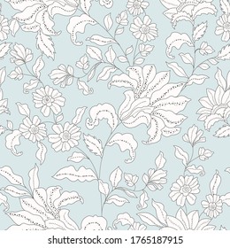 White Textured Flowers Pattern Design