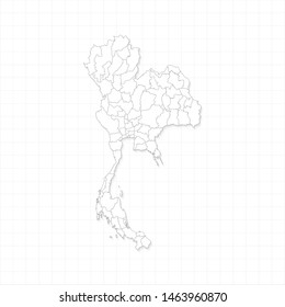 White Thailand map and grid vector. Thin gray outline on white background. EPS10.