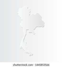 White Thailand map-countries. Vector paper map of Thailand on a gray background. Vector illustration.