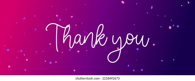 White Thank You cursive word on a red, pink and purple gradient background with paint drops.