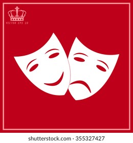 White Theater icon with happy and sad masks 