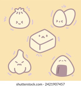 white theme color food pals vector sticker pack