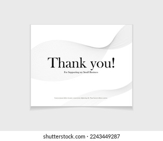 White theme thank you card vector template, black text greeting card, a gift card for small business online orders, modern and simple thank you card design print ready, editable EPS
