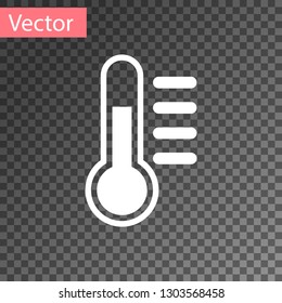 White Thermometer icon isolated on transparent background. Vector Illustration