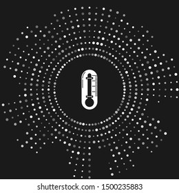 White Thermometer icon isolated on grey background. Abstract circle random dots. Vector Illustration