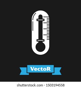 White Thermometer icon isolated on black background.  Vector Illustration