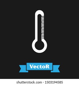 White Thermometer icon isolated on black background.  Vector Illustration