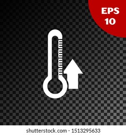 White Thermometer icon isolated on transparent dark background.  Vector Illustration