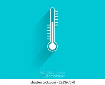 White thermometer icon on blue background - EPS10