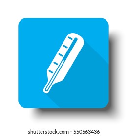 White Thermometer icon on blue web button