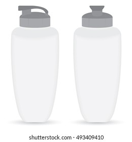 White Thermos bottle set of Front and Side view isolated on white background.