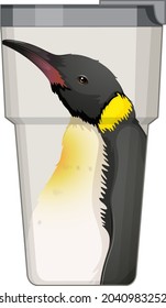 A white thermos flask with penguin pattern illustration