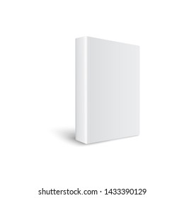 White Thick Hardcover Book - Realistic Mockup. Isolated A4 Or A5 Book With Blank Cover And Spine Seen From Side View, Big Empty Volume, Detailed 3D Vector Illustration