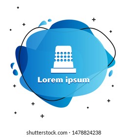 White Thimble for sewing icon isolated on white background. Abstract banner with liquid shapes. Vector Illustration