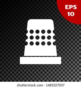 White Thimble for sewing icon isolated on transparent dark background.  Vector Illustration