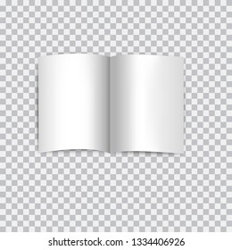 White thin book, brochure, paper sheets isolated on transparent background