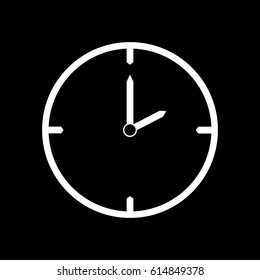 White thin line clock icon (2 o'clock) - vector illustration