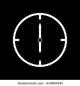 White thin line clock icon (6 o'clock) - vector illustration