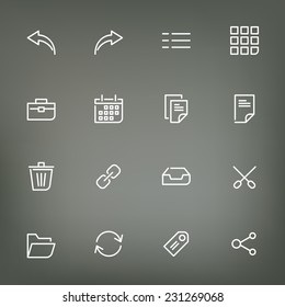 White thin line icons set for web and mobile on color background
