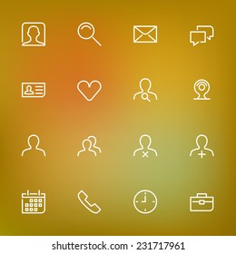White thin line icons set for web and mobile on color background