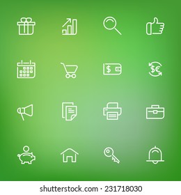 White thin line icons set for web and mobile on color background