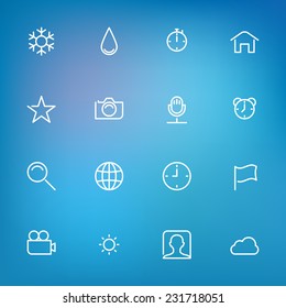 White thin line icons set for web and mobile on color background
