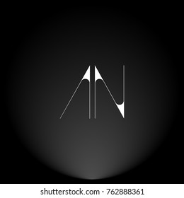AN White thin minimalist LOGO Design with Highlight on Black Background.